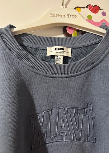 Gri Mavi Nakışlı Oversize Sweatshirt - Görsel 2