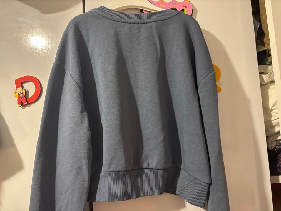 Gri Mavi Nakışlı Oversize Sweatshirt - Görsel 3