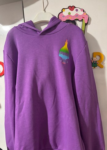Mor Kapüşonlu Baskılı Sweatshirt - Görsel 3