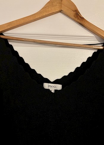 IPEKYOL Siyah V Yakalı İnce Triko Kazak - Görsel 3