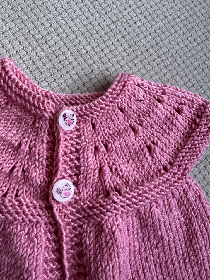 Kız Çocuk Pembe Örgü Kolsuz Hırka - Görsel 2