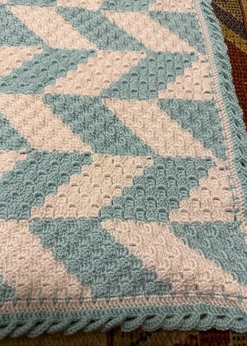 Turkuaz Örgü Bebek Battaniyesi - Görsel 2