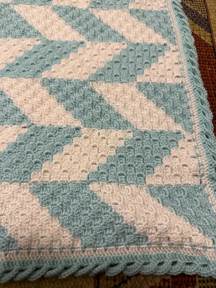 Turkuaz Örgü Bebek Battaniyesi - Görsel 2