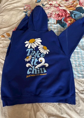 Düğmeli Kapüşonlu Lacivert Sweatshirt - Görsel 2