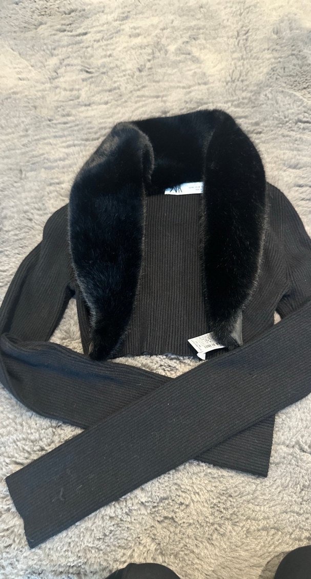 Zara kürklü uzun kollu crop - Görsel 2