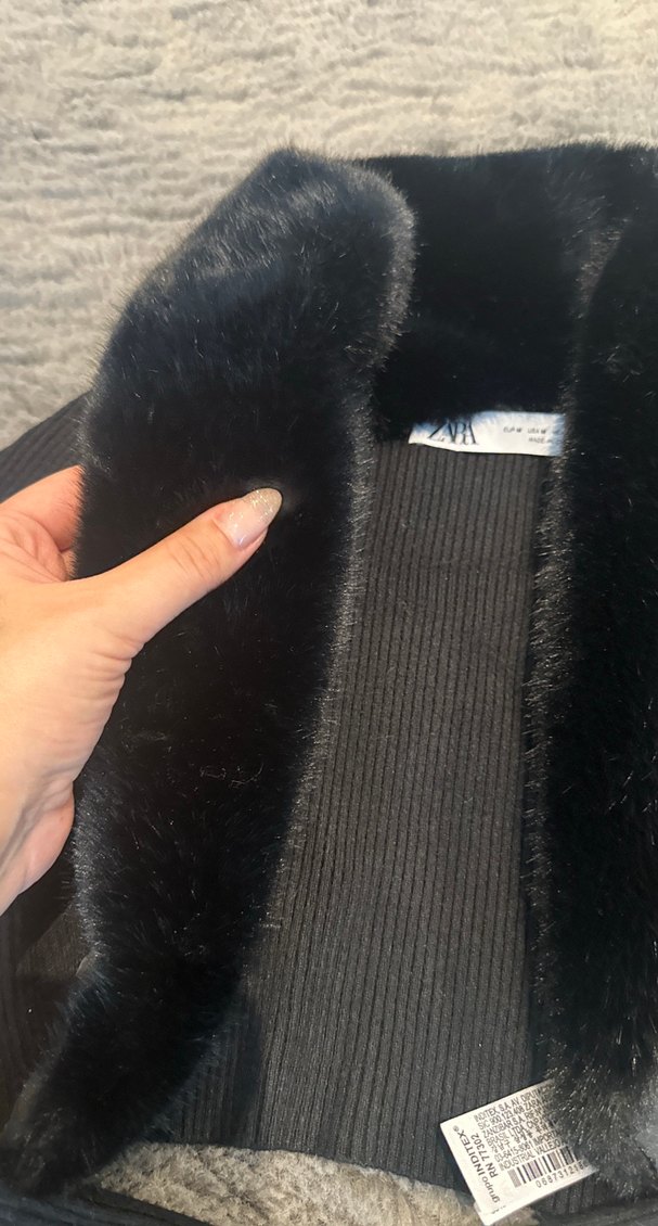 Zara kürklü uzun kollu crop - Görsel 3