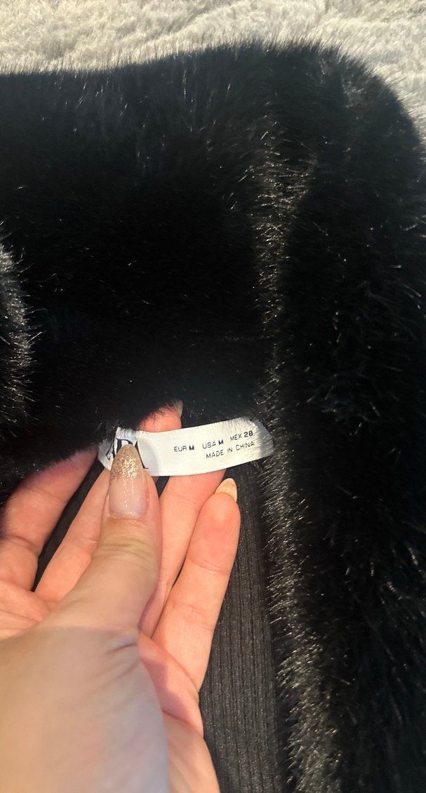 Zara kürklü uzun kollu crop - Görsel 4