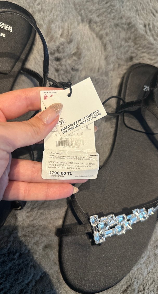Zara Taşlı İnce  Kadın Sandalet - Görsel 5