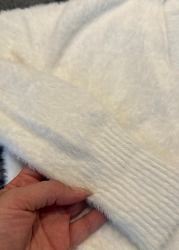 Bershka Beyaz (ekru) pofuduk V Yakalı Örgü Kadın Hırka