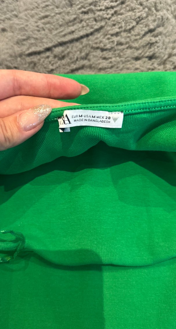 Yeşil Triko Mini Straplez Elbise - Görsel 3