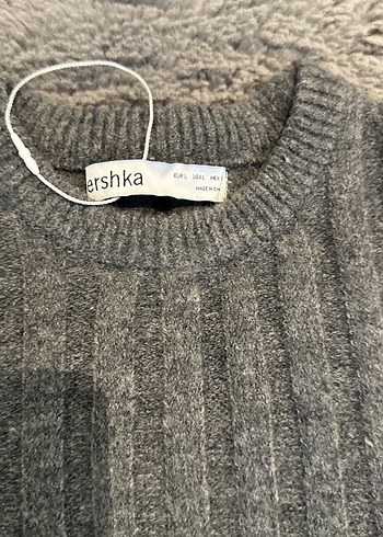 l Beden gri Renk Gri Fitilli Kadın Triko Kazak