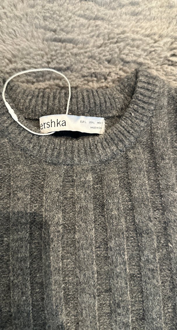 Gri Fitilli Kadın Triko Kazak - Görsel 4