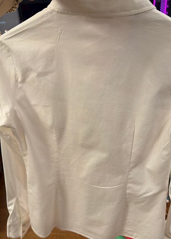 Düğmeli ekru Pamuklu Gömlek - Görsel 4