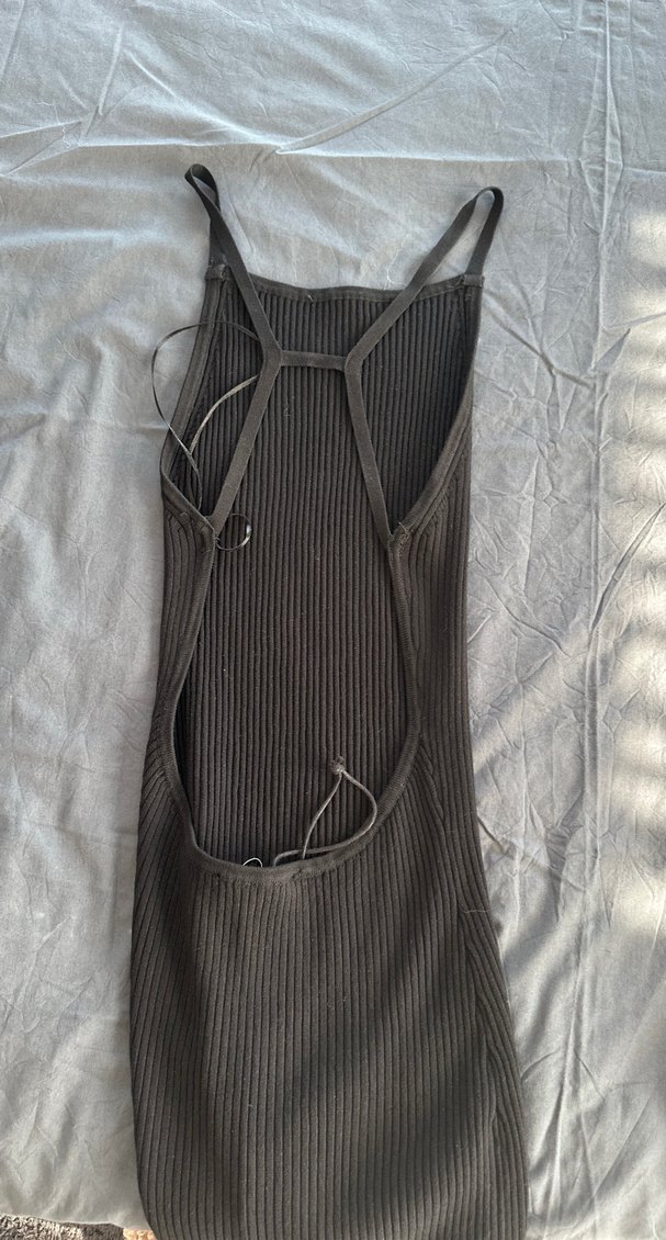 Siyah İnce Askılı Uzun Kadın Elbise - Görsel 2