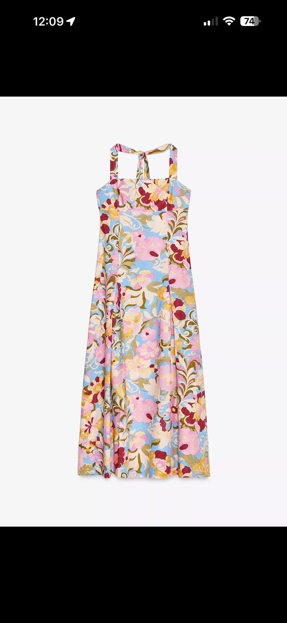 Çiçek Desenli Straplez Uzun Kadın Elbise - Görsel 2