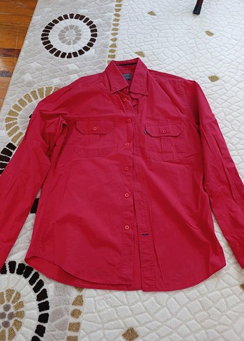 Kırmızı Erkek Uzun Kollu Gömlek - Görsel 3