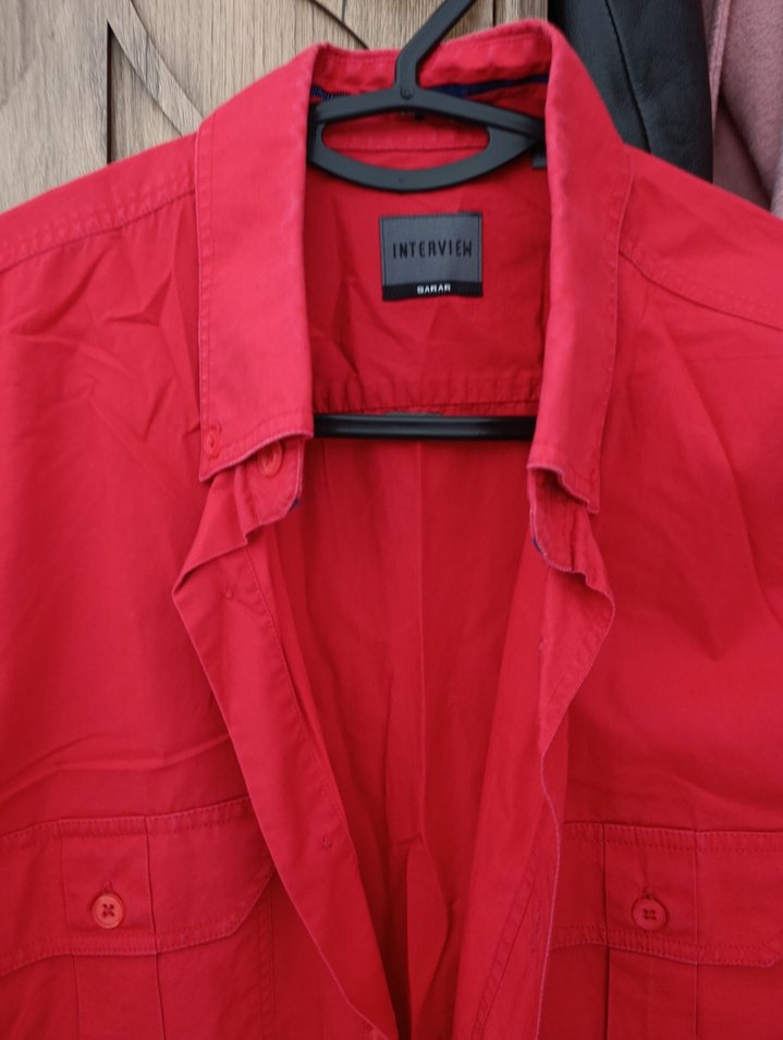 Kırmızı Erkek Uzun Kollu Gömlek - Görsel 2