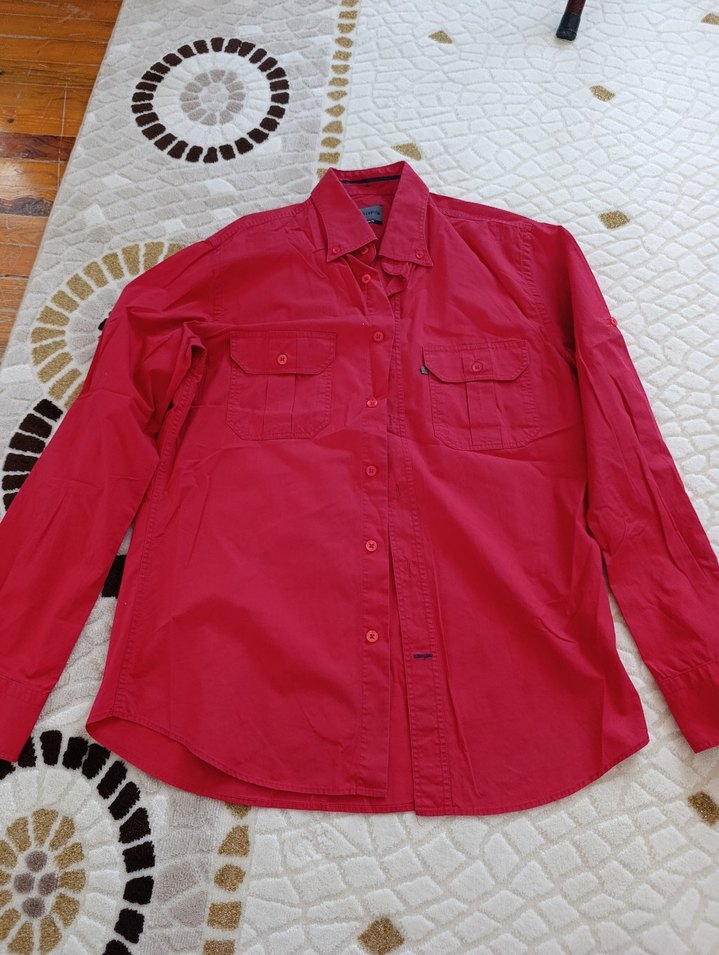 Kırmızı Erkek Uzun Kollu Gömlek - Görsel 3