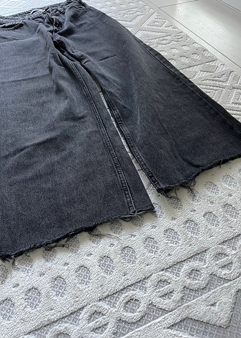 Diğer Gri Loose Fit Midi Kadın Bol Denim Pantolon