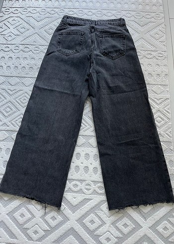 38 Beden Gri Loose Fit Midi Kadın Bol Denim Pantolon