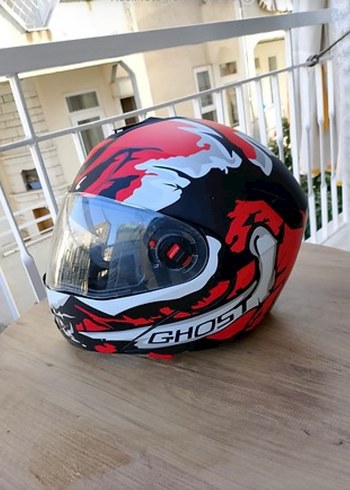 Renkli Baskılı Parlak Kırmızı Motosiklet Kaskı