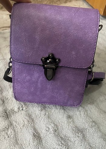 Mor Süet Tokalı Kadın Çantası - Görsel 2