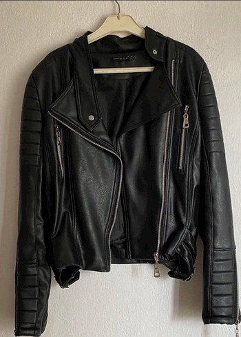 Siyah Deri Biker Ceket - Görsel 2