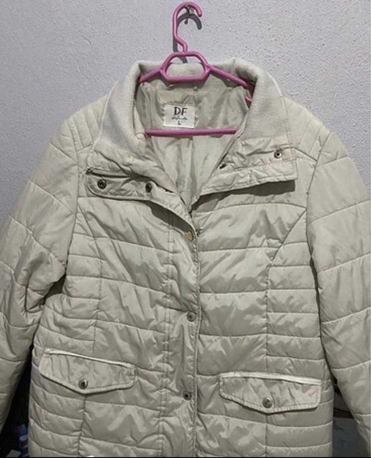 Düğmeli Beyaz Kadın Midi Mont - Görsel 2