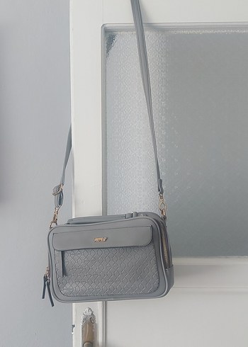 Gri Deri Kadın Çanta - Modern Klasik - Görsel 6
