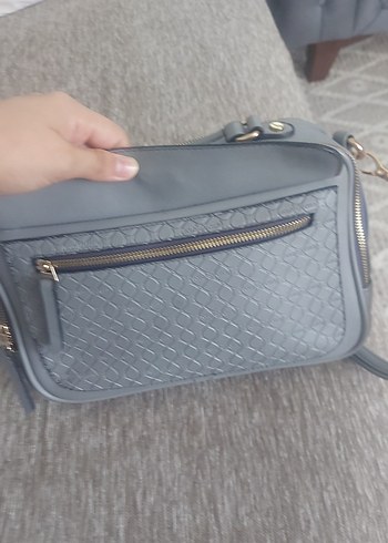 Gri Deri Kadın Çanta - Modern Klasik - Görsel 12