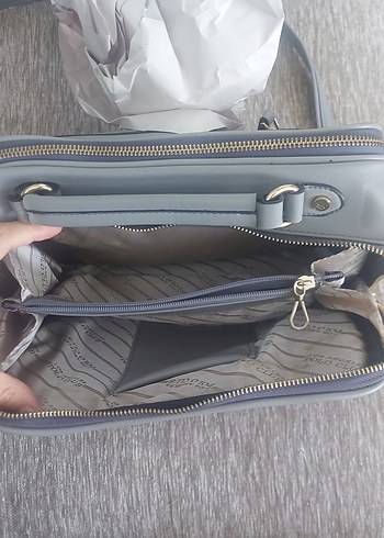 Gri Deri Kadın Çanta - Modern Klasik - Görsel 9