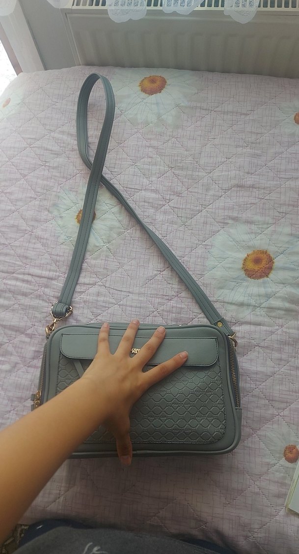 Gri Deri Kadın Çanta - Modern Klasik - Görsel 3