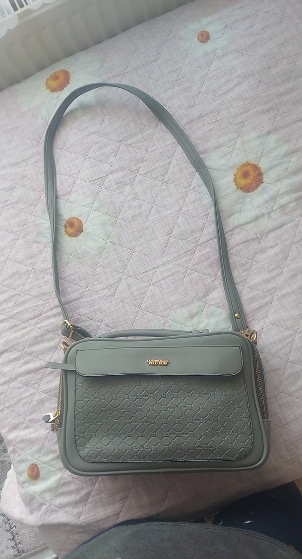 Gri Deri Kadın Çanta - Modern Klasik - Görsel 4