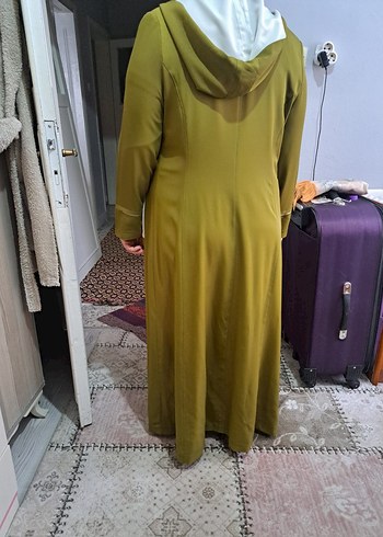 Kadın ceviz yeşili  Uzun Fermuarlı ince Kaban - Görsel 5