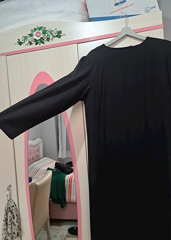 Uzun Kollu Siyah Kadın Elbise - Görsel 2