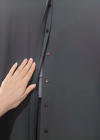 haki yeşil  kumaş gömlek tesettür - Görsel 4