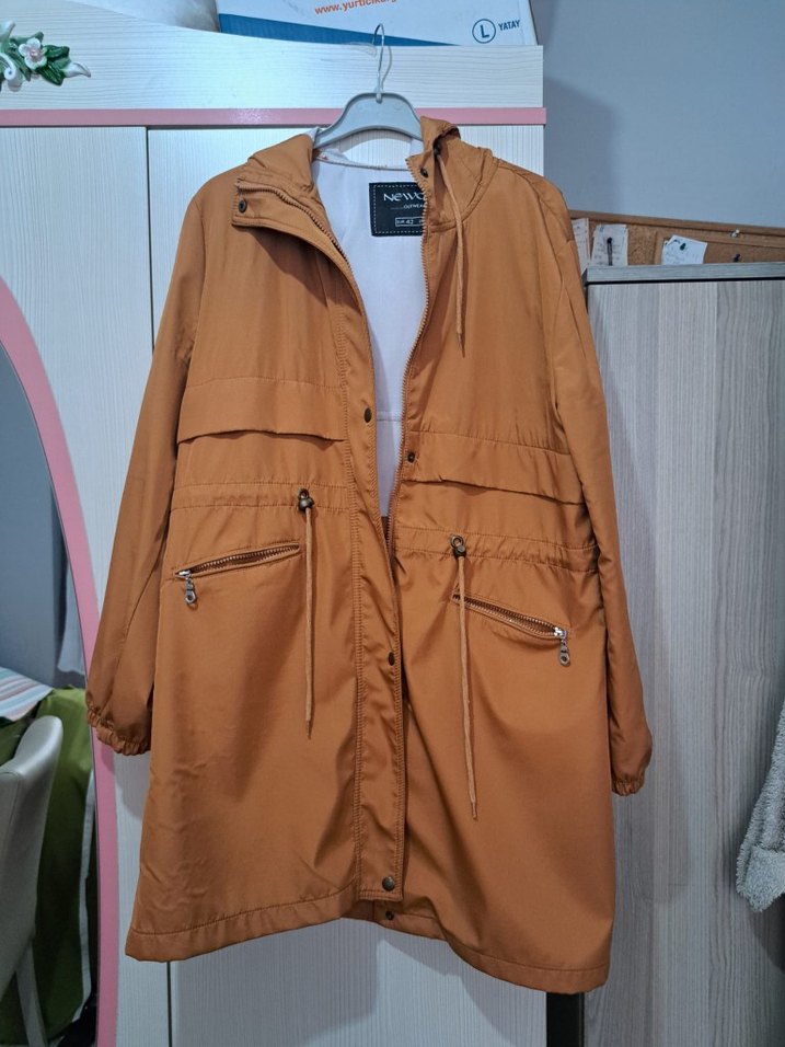 Kadın Kahverengi Kapüşonlu Uzun Ceket - Görsel 4