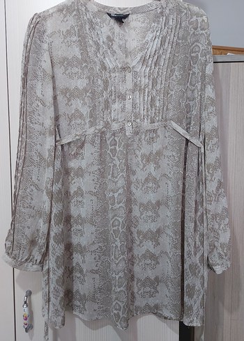 Bej Yılan Desenli Bohem Kadın Bluz - Görsel 5