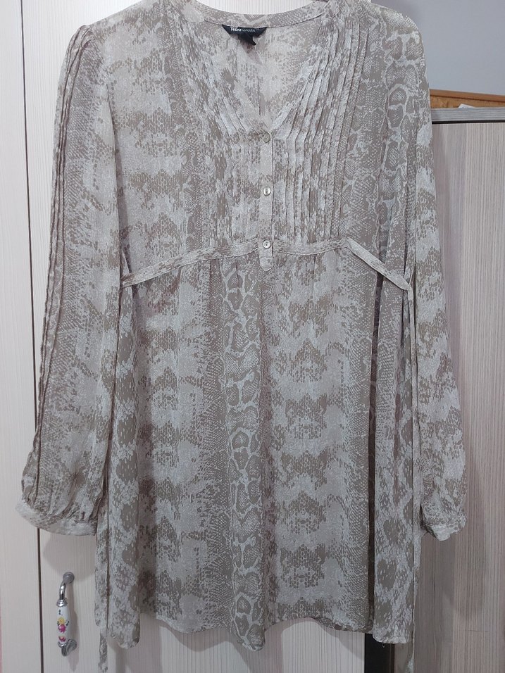 Bej Yılan Desenli Bohem Kadın Bluz - Görsel 5