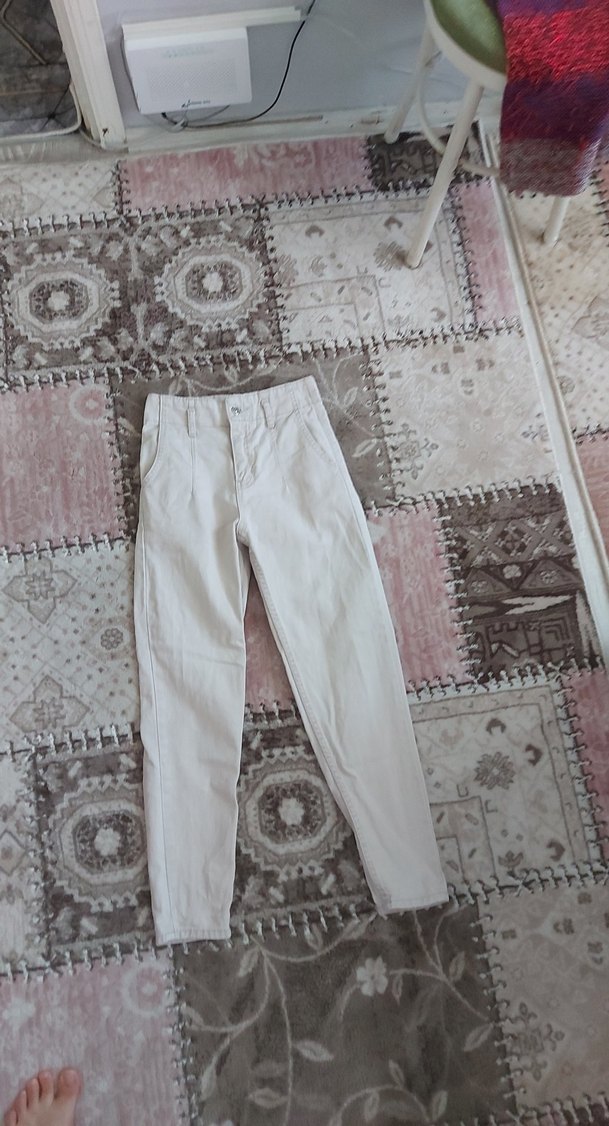 Beyaz  Fit Pamuklu Kot Pantolon - Görsel 2