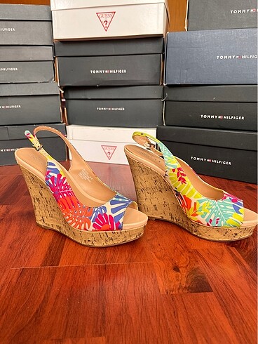 39 Beden Nine West Peep-Toe Wedge El Yapımı Ayakkabı