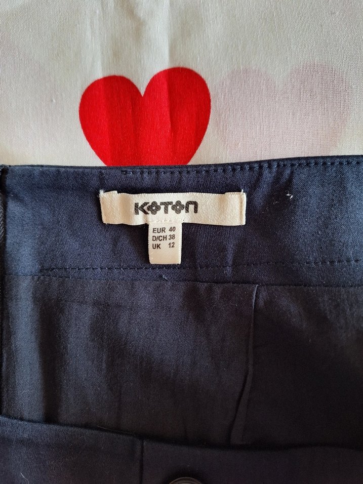 lacivert düğmeli midi etek - Görsel 3