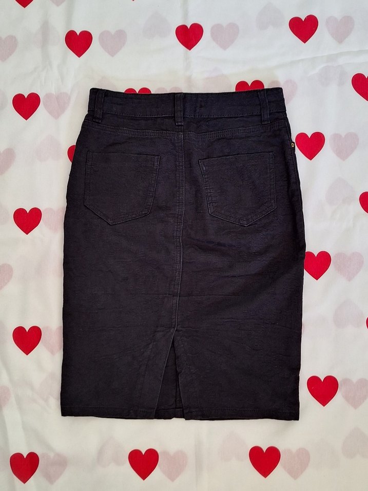 siyah midi kot etek - Görsel 2