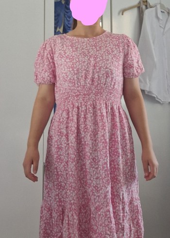 Pembe midi elbise - Görsel 6