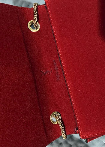 Yves Saint Laurent YsL Kırmızı Süet Zincir Detaylı Kadın Çanta