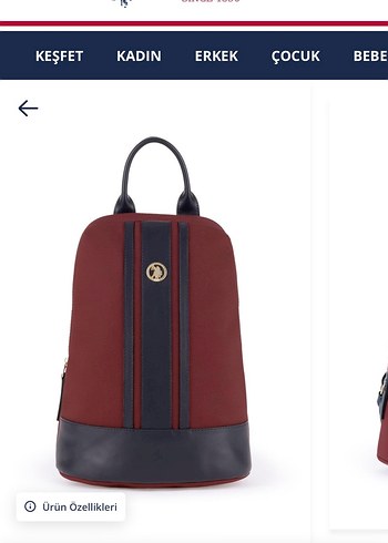 Us polo Bordo Modern Klasik Kadın Sırt Çantası