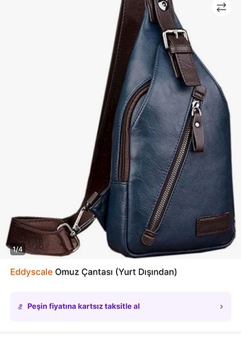 Eddyscale Lacivert Deri Omuz Çantası