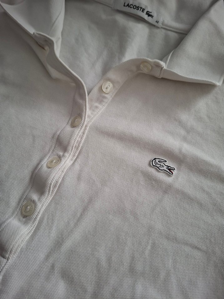Lacoste Beyaz Düğmeli Polo Tişört orijinal - Görsel 2