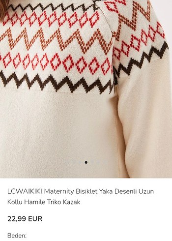 LC Waikiki Hamile Desenli Uzun Kollu Triko Kazak - Görsel 2