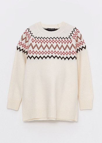 LC Waikiki Hamile Desenli Uzun Kollu Triko Kazak - Görsel 3